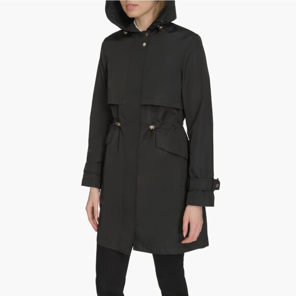 NEW COLE HAAN Rain Trench Coat in black for women 825 7m3 - Picture 8 of 8